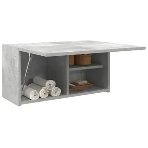 vidaXL Armoire murale de bain gris béton 60x25x30 cm bois d'ingénierie pas cher