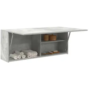 vidaXL Armoire murale de bain gris béton 100x25x40cm bois d'ingénierie pas cher