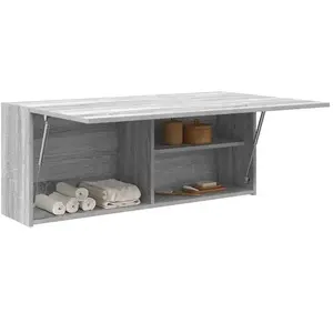 vidaXL Armoire murale de bain sonoma gris 100x25x40 cm bois ingénierie pas cher