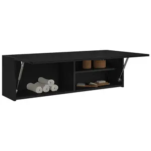 vidaXL Armoire murale de bain noir 100x25x30 cm bois d'ingénierie pas cher