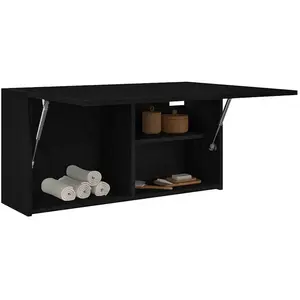 vidaXL Armoire murale de bain noir 80x25x40 cm bois d'ingénierie pas cher