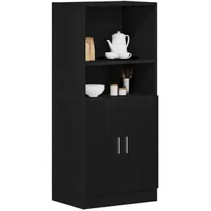 vidaXL Armoire de cuisine noir 57x41,5x131,5 cm bois d'ingénierie pas cher