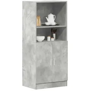 vidaXL Armoire de cuisine gris béton 57x41,5x131,5 cm bois ingénierie pas cher
