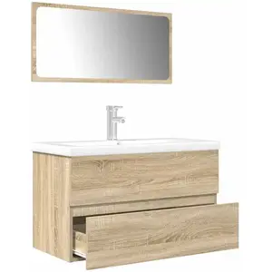 Comparateur de prix : vidaXL Ensemble de meubles de salle de bain 3 pcs chêne sonoma