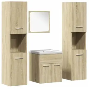 Comparateur de prix : vidaXL Vidaxl Ensemble De Meubles De Salle De Bain 5 Pcs Chêne Sonoma