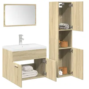 vidaXL Ensemble de meubles de salle de bain 4 pcs chêne sonoma pas cher