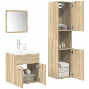 Comparateur de prix : vidaXL Ensemble de meubles de salle de bain 4 pcs chêne sonoma 3325023