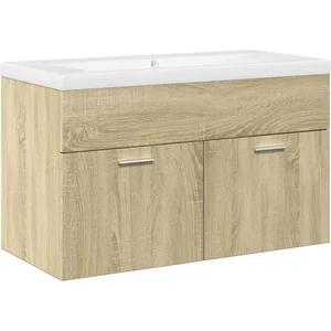 Comparateur de prix : vidaXL Armoire lavabo de salle de bain et bassin intégré chêne sonoma