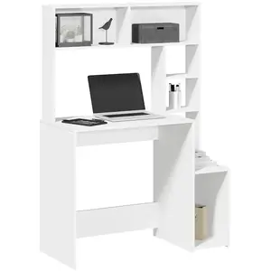 vidaXL Bureau avec étagères blanc 100x45x140 cm bois d'ingénierie pas cher