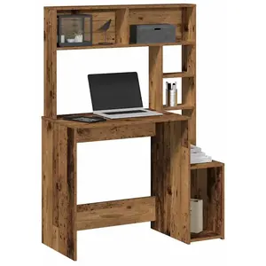 vidaXL Bureau avec étagères vieux bois 100x45x140 cm bois d'ingénierie pas cher