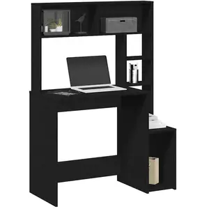 vidaXL Bureau avec étagères noir 100x45x140 cm bois d'ingénierie pas cher