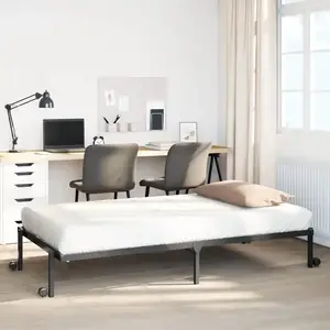 vidaXL Cadre de lit sans matelas pliable noir 90x190 cm acier pas cher