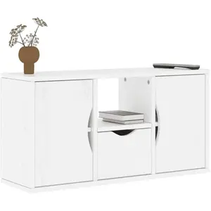 vidaXL Meuble TV avec tiroir ODDA blanc 79x24x40,5 cm bois massif pin pas cher