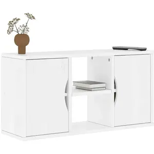 vidaXL Meuble TV ODDA blanc 79x24x40,5 cm bois massif pin pas cher