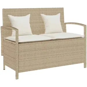 Vidaxl - Banc de rangement de jardin avec coussin beige résine tressée pas cher