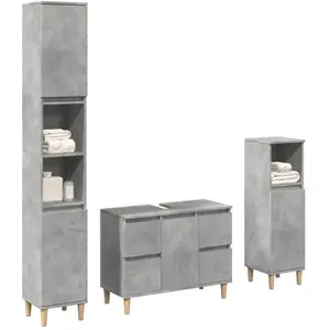 vidaXL Ensemble de meubles de salle de bain 3 pcs gris béton pas cher