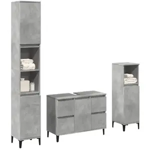 vidaXL Ensemble de meubles de salle de bain 3 pcs gris béton pas cher