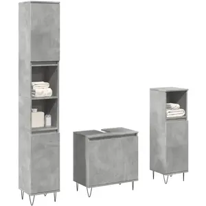 vidaXL Ensemble de meubles de salle de bain 3 pcs gris béton pas cher