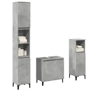 vidaXL Ensemble de meubles de salle de bain 3 pcs gris béton pas cher