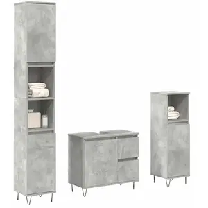 vidaXL Ensemble de meubles de salle de bain 3 pcs gris béton pas cher