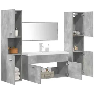 vidaXL Ensemble de meubles de salle de bain 5 pcs gris béton