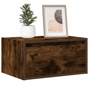 vidaXL Table de chevet murale avec lumières LED chêne fumé pas cher