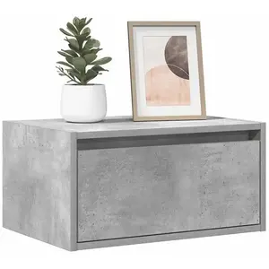 vidaXL Tables de chevet murales avec lumières LED 2 pcs gris béton pas cher