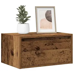 vidaXL Table de chevet murale avec lumières LED vieux bois pas cher
