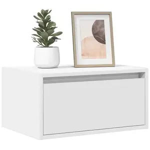 vidaXL Table de chevet murale avec lumières LED blanc pas cher