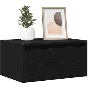 vidaXL Table de chevet murale avec lumières LED chêne noir pas cher