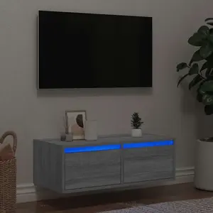 vidaXL Meuble TV avec lumières LED sonoma gris 75x35,5x25 cm pas cher