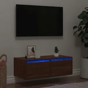 Comparateur de prix : vidaXL Meuble TV avec lumières LED chêne marron 75x35,5x25 cm