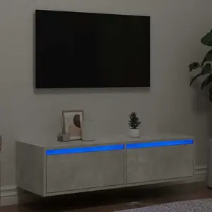 Comparateur de prix : vidaXL Meuble TV avec lumières LED gris béton 100X35,5x25 cm