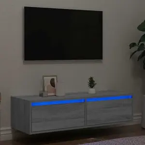Comparateur de prix : vidaXL Meuble TV avec lumières LED sonoma gris 100X35,5x25 cm