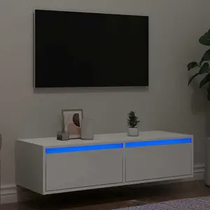 Comparateur de prix : vidaXL Meuble TV avec lumières LED blanc 100X35,5x25 cm