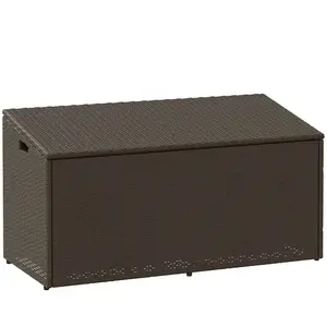 Comparateur de prix : vidaXL Boîte de rangement de jardin marron 110x50x58 cm résine tressée