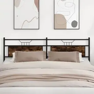 vidaXL Tête de lit chêne fumé 193 cm bois d'ingénierie et acier pas cher