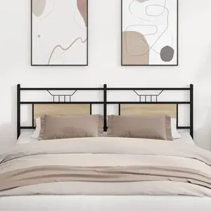vidaXL Tête de lit chêne sonoma 180 cm bois d'ingénierie et acier pas cher