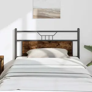 vidaXL Tête de lit chêne fumé 100 cm bois d'ingénierie et acier pas cher