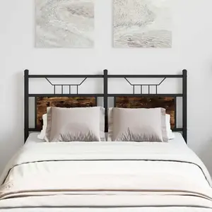 vidaXL Tête de lit chêne fumé 120 cm bois d'ingénierie et acier pas cher