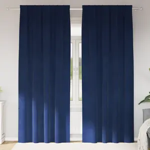 vidaXL Rideaux occultants 2 pcs Bleu foncé 140 x 260 cm Velours pas cher