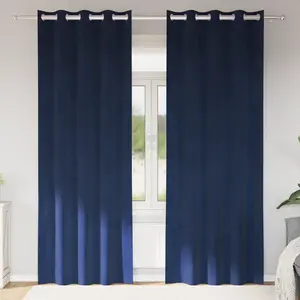 vidaXL Rideaux occultants avec oeillets 2 pcs en velours bleu foncé pas cher