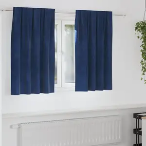 vidaXL Rideaux occultants 2 pcs Bleu foncé 140 x 140 cm Velours pas cher