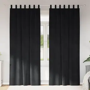 vidaXL Vidaxl Rideaux Avec Des Rideaux 2 Pcs Noir 140 X 260 Cm Velours pas cher