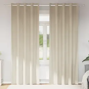 vidaXL Rideaux occultants avec oeillets 2 pcs en velours crème pas cher