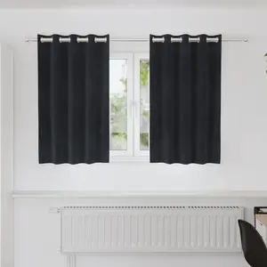 vidaXL Rideaux occultants avec oeillets 2 pcs en velours noir pas cher