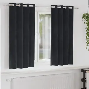 vidaXL Rideaux Occultants avec illets 2 pcs Velours Noir pas cher