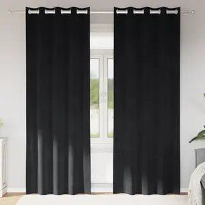 vidaXL Rideaux occultants avec oeillets 2 pcs Velours Noir pas cher