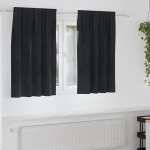 vidaXL Rideaux occultants avec bande supérieure 2 pcs en velours noir pas cher