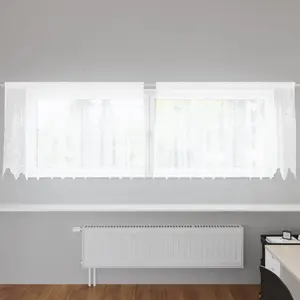 vidaXL Rideaux avec des rideaux Blanc 300 x 80 cm Polyester pas cher